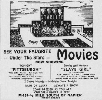 Starlite Drive-In Theatre - Old Ad From Driveinsdotcom (newer photo)